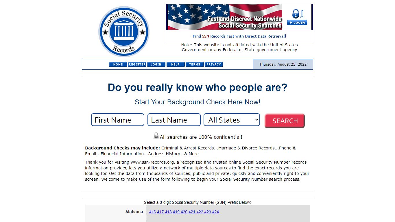 People Search by Social Security Number and the persons Last Name.